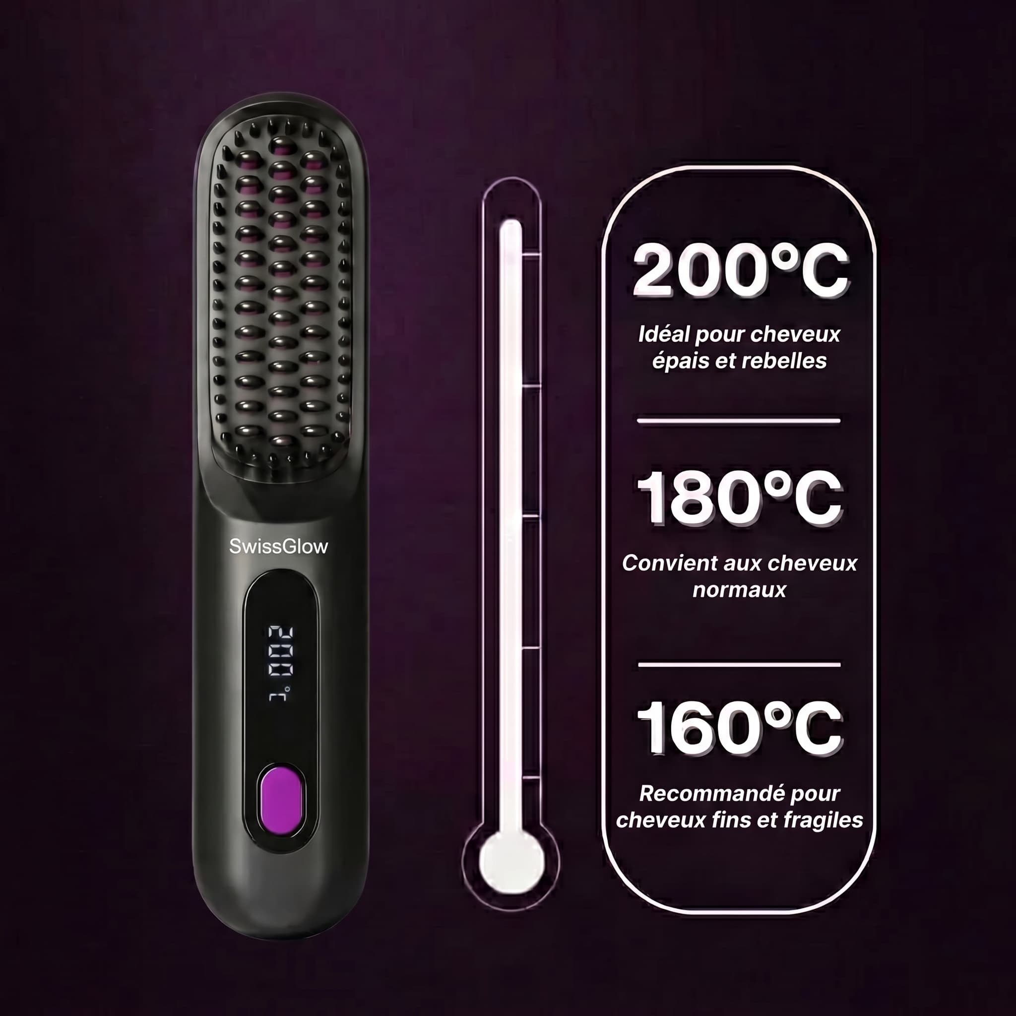 SwissGlow BRUSH PRO – Brosse chauffante sans fil